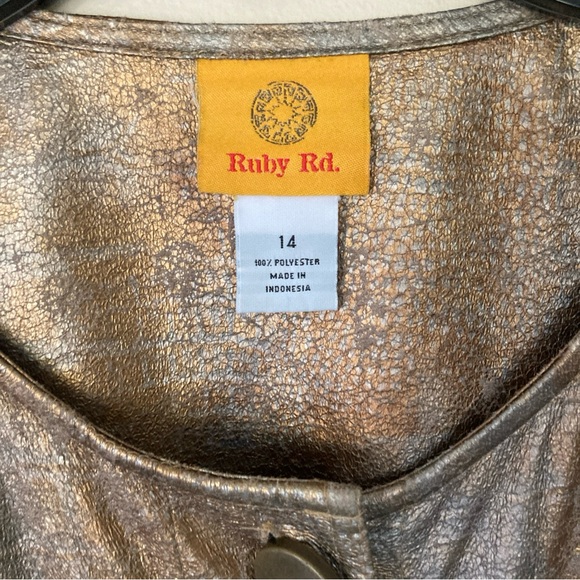 Ruby Rd. NWT Metallic Gold Bomber  Jacket - Picture 2 of 5